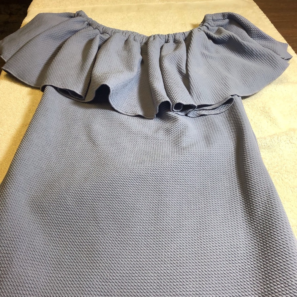 LuLaRoe waffle texture blue Cici dress XS ⭐️HP⭐️ - Picture 3 of 8